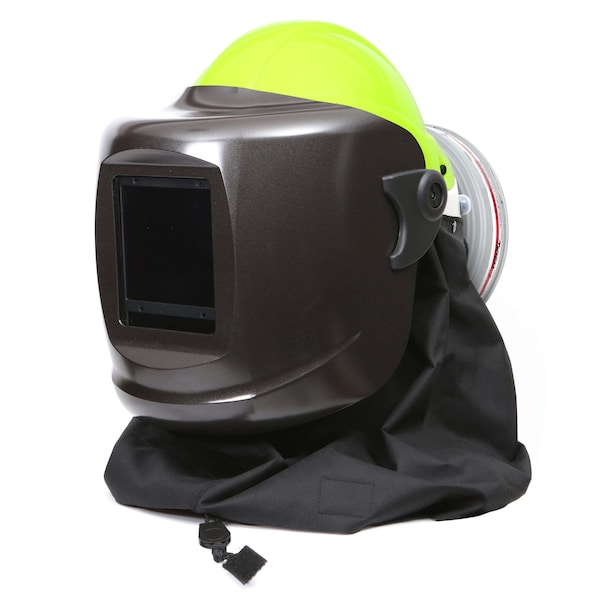 Pureflo PF60ESM+ Hard Hat Hi Viz Yellow, Black Neck Cape, HE/HF/HC Filter Gentex Corp - main